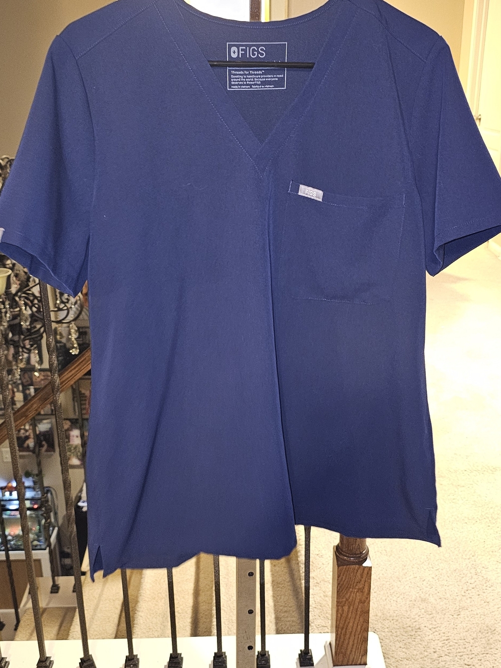 FIGS Navy V-Neck Scrub Top